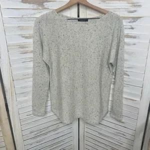 CHARTER CLUB LUXURY CASHMERE Womens M 100% Cashmere Sweater Beige Speckled Black thumbnail 2