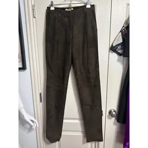 Michael Kors Collection Brown Suede Leather Pants Quiet Luxury Minimalist Runway thumbnail 3
