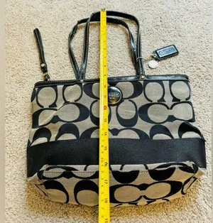Classic COACH Logo vintage CANVAS & LEATHER TOTE BAG PURSE thumbnail 8