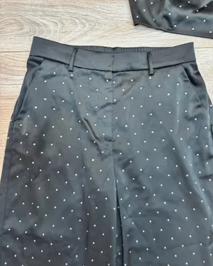 House of Harlow Black Rhinestone Crop Top & Wide Leg Pants Set – M thumbnail 4