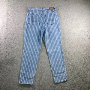 American Eagle Pinstripe Mom Jeans 4 29x27 Blue Retro High Waisted Tapered Leg thumbnail 3