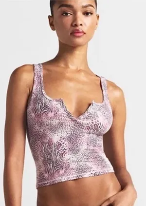 NWT SKIMS Pink Animal-Print Notch-Neck Tank XS thumbnail 1
