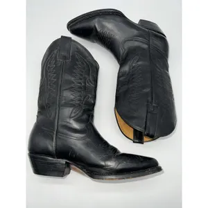 Pistolero Black All Leather Embroidered Cowboy Boots Women's Sz 24.5-7.5/Men 5.5 thumbnail 2