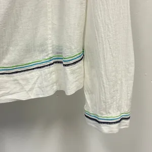 BCBGMAXAZRIA White Embroidered Gauze Peasant Blouse Boho Long Sleeve Top Small thumbnail 4