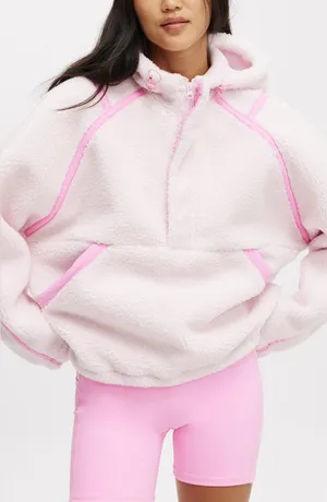Cotton On BODY Active soft fleece hoodie in cherry dream millennial - small thumbnail 1