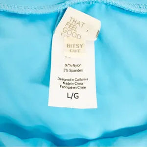 New L*SPACE Frenchi Bottom Bitsy‎ Cut High Waist Bikini Ribbed Aqua Blue Large thumbnail 9