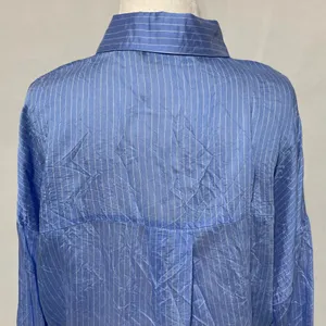 Zara Wrinkled Drawstring Waist Striped Shirt 4387/042/044 Blue White Size XL thumbnail 14