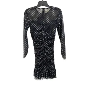 NWT Zara Swiss Dot Mesh‎ Tulle Ruched Mini Dress Size M Sheer Party Going Out thumbnail 4