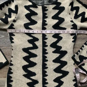 SHEIN Black & Cream Bodycon Knit Midi Dress M thumbnail 4
