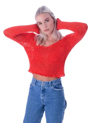Honey Belle Crop Top Red thumbnail 1
