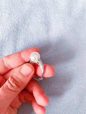 Large Ring Sculpture with Pearl And Crystals - Cocktail Pearl Ring thumbnail 6