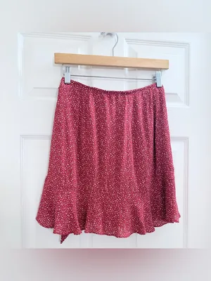NWT Abercrombie & Fitch Ruffle Wrap Mini Skirt – Red Floral – XS thumbnail 4