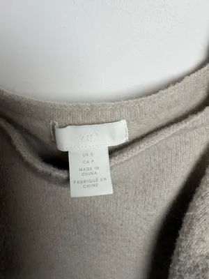 H&M Women's Oatmeal Square Neck‎ Puff Sleeve Sweater thumbnail 2
