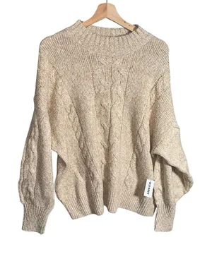Old Navy Women Sz 2X Cream Beige Cable Knit Sweater Oversized Slouchy Cozy Plus thumbnail 1