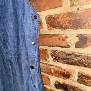Michael Stars Blue Chambray Sleeveless Overall Jumpsuit Women's Size Large thumbnail 7