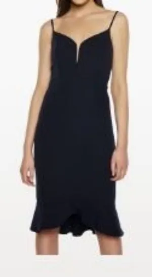 Bardot Kristen Peplum Cocktail Dress Black Spaghetti Strap Fit Flare Size 12 thumbnail 1
