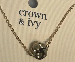 Crown & Ivy necklace Love knot gold tone jewelry New OS thumbnail 2