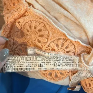 Zara Trafaluc coral top with‎ lace, M thumbnail 4