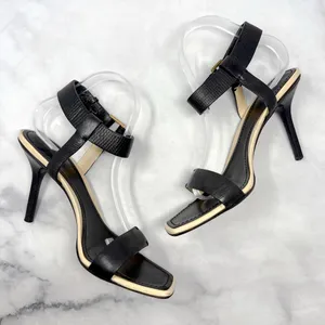 GUCCI Vintage Y2K Leather Square Open Toe Strappy Stiletto Heel Sandal Black 9.5 thumbnail 8