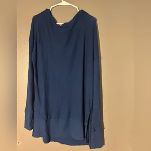 Free People Navy Blue Long Sleeve Top thumbnail 2