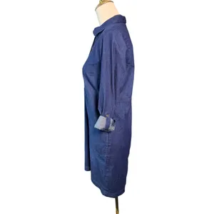 J. Jill Denim ShirtDress Blue Cotton Blend Roll Tab Sleeve XS Petite Knee length thumbnail 5