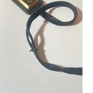 Jimmy Choo Bag Charm Black Leather Gold Logo Tag thumbnail 3