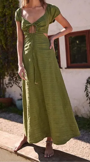 Free People Extra Dose Midi Dress Green Size Small thumbnail 1