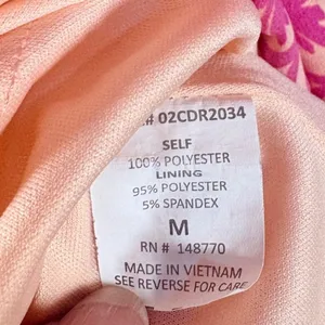 Sienna Sky Tropical‎ Puff Sleeve Dress Womens Medium Pink Excellent Smocked Back thumbnail 4
