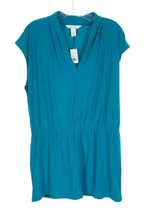 NWT Womens Size XL White House Black Market Teal Blue Stretch Jersey Mini Dress thumbnail 1