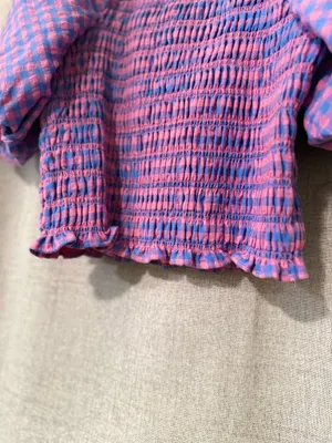 Endless Rose Gingham Smocked Puff Sleeve Crop Top | S thumbnail 5