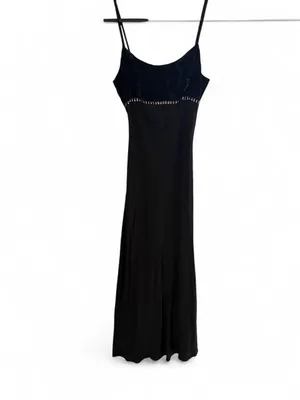 Jump Black Maxi Slip Dress with Beaded Waist thumbnail 3