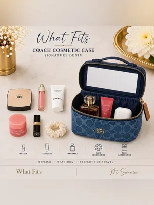 NEW Coach Signature Denim Cosmetic Case with Mirror – NWT | CDC16 thumbnail 3