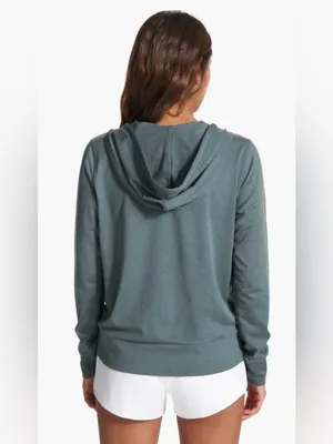 Vuori NWOT Halo Performance Hoodie Heather Blue Green Full-Zip sweatshirt XS thumbnail 3