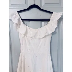 Zara eyelet off shoulder ivory midi cottage women’s dress smocked runs small* thumbnail 15