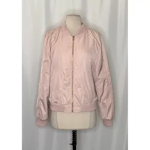 Anthropologie HEI HEI Journey Bomber Jacket Solid Light Pink Sporty Medium thumbnail 2