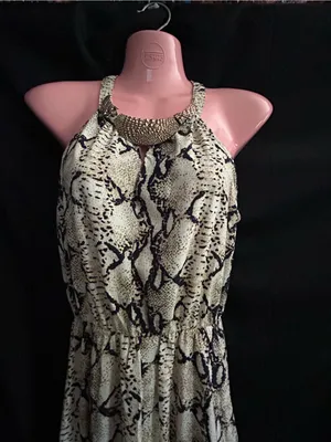 Marineblu Women’s Snake Print Halter Maxi Pants Romper Jumpsuit SM thumbnail 3