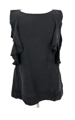 Sanctuary Black Silk Ruffle Sleeveless Top Blouse Large Romantic Dark Coquette thumbnail 1