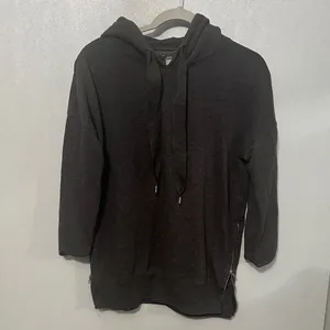 Aerie Womens Hoodie Charcoal Gray Side Zip Oversized Extra Small thumbnail 3