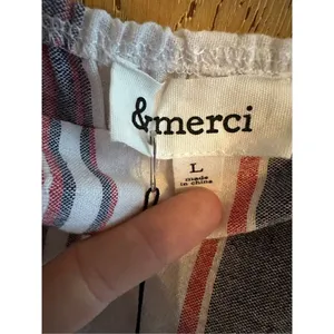 &Merci‎ red white blue striped faux wrap sleeveless dress L NEW thumbnail 4