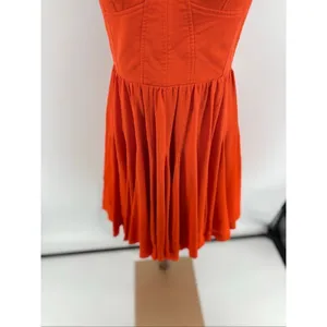 Rebecca Taylor Strapless Silk Cocktail Dress Orange Pleated Skirt Women’s 4 thumbnail 9