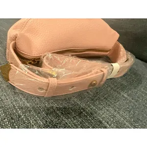Soft vegan Leather Sling Bag Womens Small Blush Pink Crossbody Zip cute casual thumbnail 3