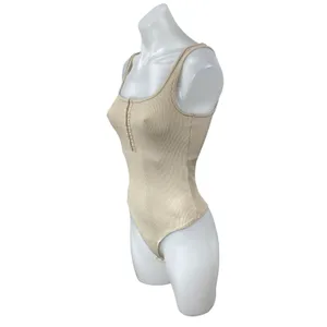 NEW Abercrombie & Fitch Cream Sleeveless Zip Knit Thong Tank Bodysuit Top Size S thumbnail 3
