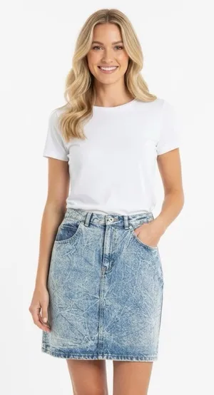 Vintage acid washed jean skirt size small thumbnail 1
