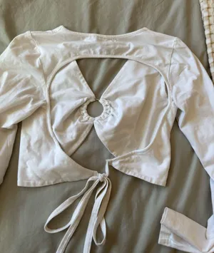 Adika White Open Back Crop Top thumbnail 2