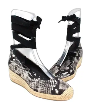 Tory Burch Women's Heather Ankle Wrap Wedge Espadrilles Snake Print Size 9.5 M thumbnail 1