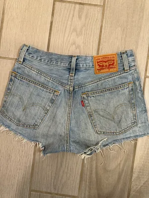 Levi's Light Blue Denim shorts with Leather Patch thumbnail 3