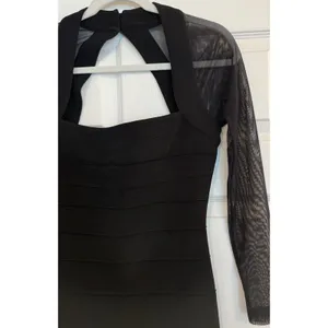 Vtg Moda International Mini Dress‎ Sz XS Black Bodycon Mesh LBD Cocktails Party thumbnail 3