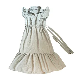 Lucky Brand Sage Green Flutter Sleeve Midi Dress Tiered Ruffle Hem‎ Womens Small thumbnail 1