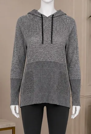 RBX Womens Hoodie Gray Seamless Knit Long Sleeve Activewear Pullover Medium thumbnail 1