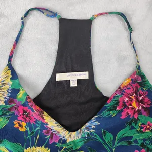Lavender Brown Womens Silk Floral Cami Tank Top Made In USA Size M Medium thumbnail 2